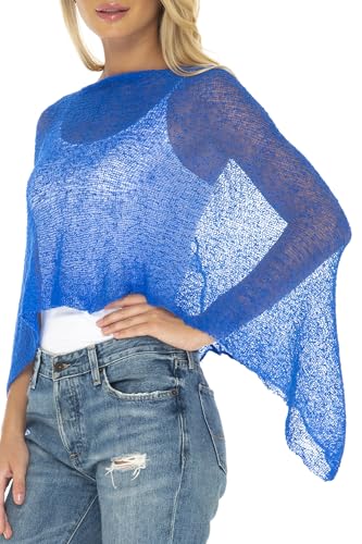 Image of SHU-SHI Womens Sheer Knit Poncho Shrug Lightweight Cover Up One Size Fits Most