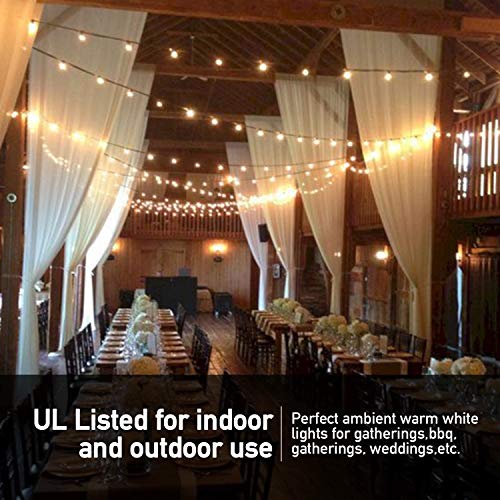Banord 102FT Dimmable LED Outdoor String Lights, 34 Hanging Sockets with 35 x Shatterproof LED Bulb Party Lights, Waterproof Vintage Ambiance Patio Lights String for Wedding, Gatherings