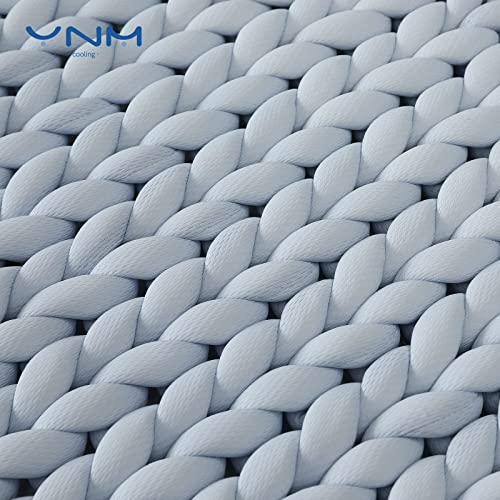 YnM Cooling Weighted Blanket, Handmade Chunky Yarn Knitted Design, Temperature Regulating and Breathable, Machine Washable Throw for Sleep or Home Decor (Azure Blue, 80x87 Inch, 25lbs)