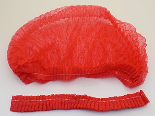 Yes!Fresh 100 Pieces Disposable Non-Woven Clip Caps Mop Caps Hairnets Head Cover, 21", With 6 Colors For You To Choose (Red) #TOP3