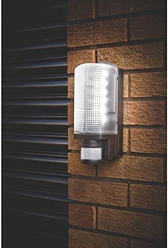 Modern Outdoor Heavy Duty White Plastic IP44 Rated Movement Sensor Bulkhead Security LED Wall Light - Equipped with PIR Motion Detector