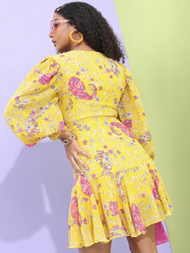 Image of Tokyo Talkies Women's Three-Quarter Sleeves Sweet Heart Neck Printed Dresses | Stylish Dresses | Casual Dresses