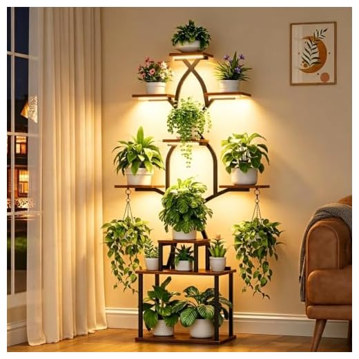 EVAWOO Indoor Plant Stand with Grow Lights