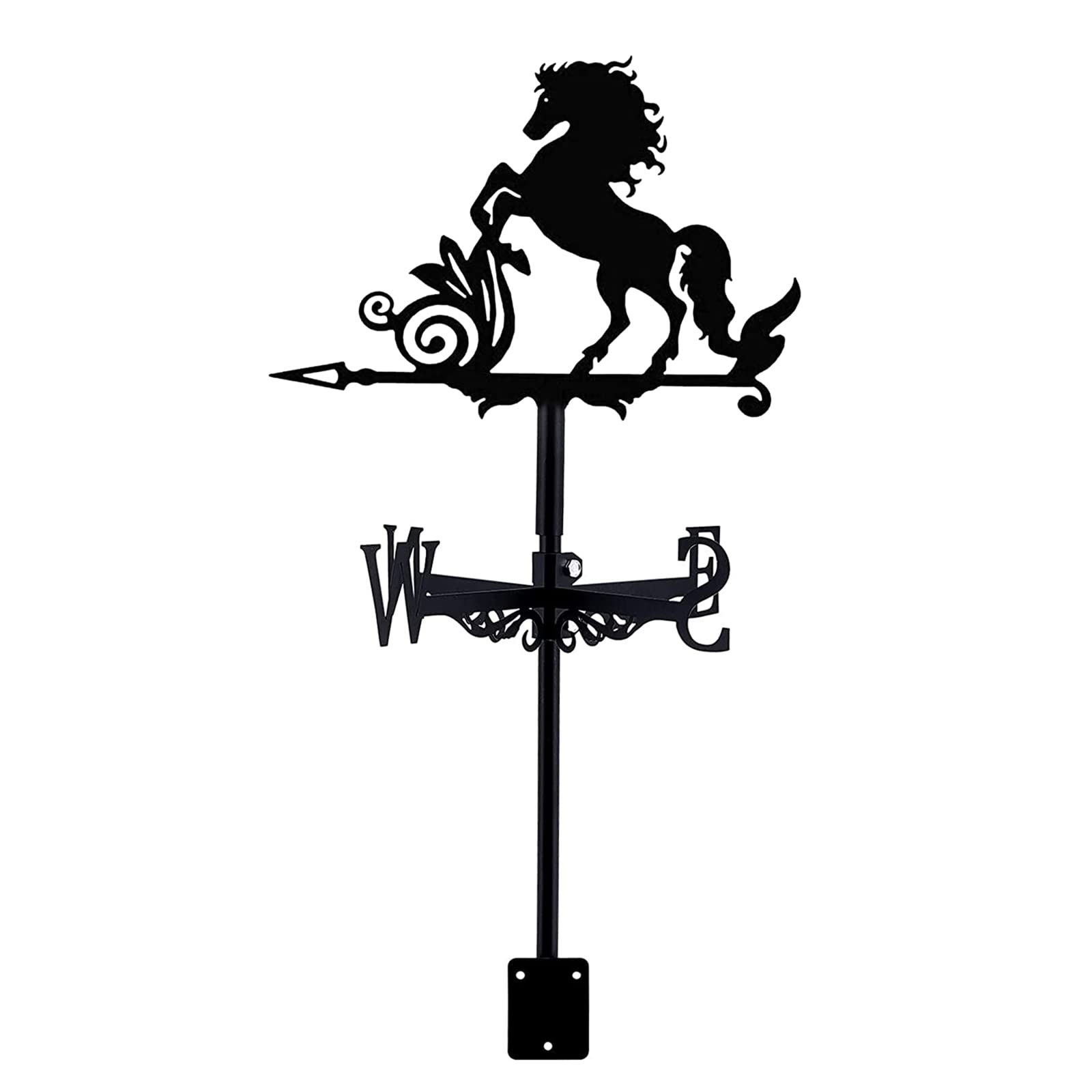 WIQUYBML Exquisite Metal Weathervane Weather Vane for Creative Weathercock Shaped Wind Direction Indicator, Stainless Steel Vane-Horse B