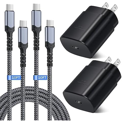 Costyle Super Fast Charger Type C Block, 25W USB C Wall Charger Super Fast Charging Block with 10FT Long USB C Cable for Samsung Galaxy S24 S24Ultra S24+ S23 S23Ultra S22 S22Plus S20FE Note 20-Black Cover