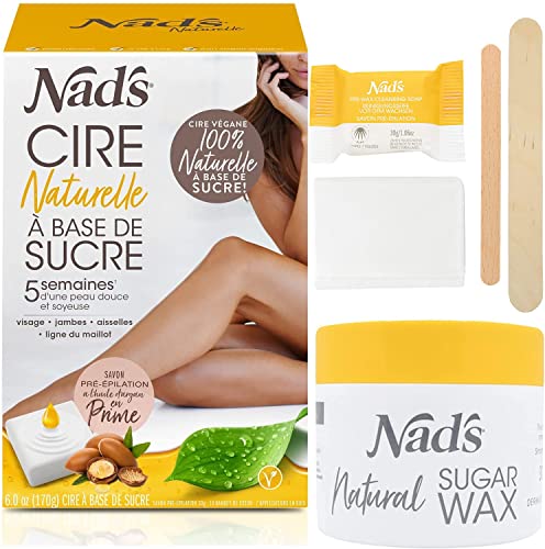 Nad's - Nad's Cire Naturelle Kit D'épilation À Base De Sucre, Pate de Sucre pour epilation, Cire au Sucre pour le visage et le corps