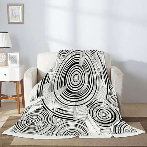 Couverture en peluche géométrique moderne noire de qualité - 7