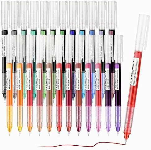 EooUooIP Liquid Ink Rollerball Pens,Colored Rollerball Pens,Gel Ink Pens,24-Pack Fine Tip Multicolor Ink Pen, Fine Point Pen for Writing Journaling Taking Notes Doodling School Office Home