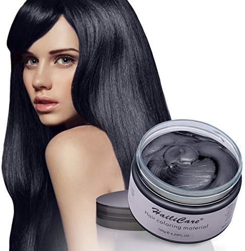 Temporary Hair Color Wax, HailiCare Disposable Hair Dye, Hairstyle Coloring Cream for Party, Cosplay, Halloween, Masquerade, Nightclub, Hair Color Wax Mud Hair Dye Cream for Women Men, 4.23oz Black