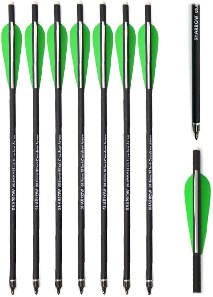 Carbon Crossbow Bolt Hunting Arrows 16/17/18/20/22 Inch Crossbow Arrows Screw On Arrow Tips with Arrow Quiver for Hunting Target Shooting 8 Pieces