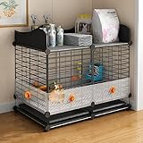XIAOZHUANGXIONG Jaulas for Conejos Grandes Interior, for Conejos, Cobayas, Cobayas, en Metal, Accesorios Incluidos: Alfombrillas de Malla, Bandeja, Tapón de Brecha (Color : Black, Size : S)