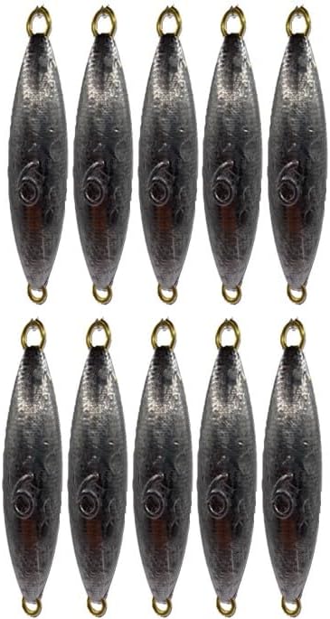Torpedo Fishing Sinkers 6oz - 10 Pieces (Lead, Fishing Weight, Double Ring Good for Salt and Fresh Water)