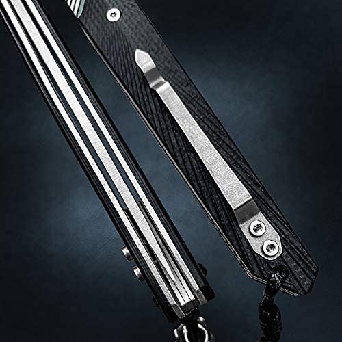 Turenz Folding Knife With Clip, M390 Steel /14C28N Steel Tanto Blade, Non-Slip Titanium Alloy Handle Lightweight Edc Gentleman's Pocket Knife With Sheath For Belt #TOP7