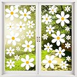 AOWDIAO 108 Pcs White Daisy Window Clings - 9 Sheets, Double-Sided Flower Glass Stickers - Spring Decorations for Home, Office, School