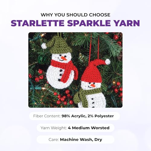 Image of Mary Maxim Starlette Sparkle Yarn, Medium Worsted Weight Purple Yarn for Knitting and Crocheting, Acrylic Polyester Blend for Blankets, Clothing, and Decor, 196 Yards