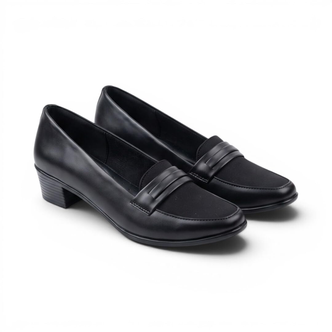 Women's Office Pumps | Comfortable Block Heel Formal Shoes | Cushioned Slip-On Closed Toe Pumps for Office, Business-picture-15