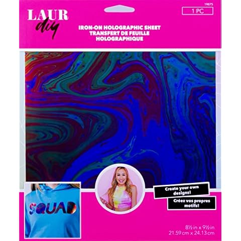 LaurDIY Iron On Holographic Sheet-Oil Slick, 8.5" X 9.5" Cover
