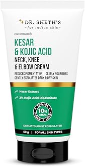Kesar & Kojic Acid Neck, Knee & Elbow Cream | Clinically Tested | Helps To Reduce Pigmentation | 10% AHAs+2% Kojic Acid+Urea | For Dark Neck, Ankles, Knuckles, Knees, Thighs & Elbows | 50g
