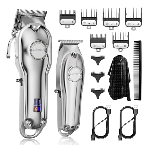 SUPRENT Hair Clippers for Men, Cordless Hair Cutting Kit & T-Blade Trimmer Kit, Professional Barber Kit with LED Display For Family