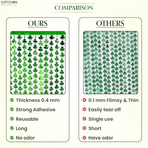 Image of KatchOn, St. Patrick's Day Tinsel Curtains - 6.5X3.28, Pack of 3 | St Patricks Day Decorations, Tinsel Backdrop, Green Shamrock for Photo Booth Props Backdrop, Stage Decorations, Irish Party Decor