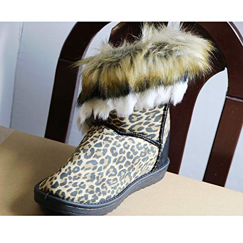 Naughtyangel Women Winter Warm Snow Ankle Boots Low Heels Faux Fox Rabbit Fur Tassel Shoes2