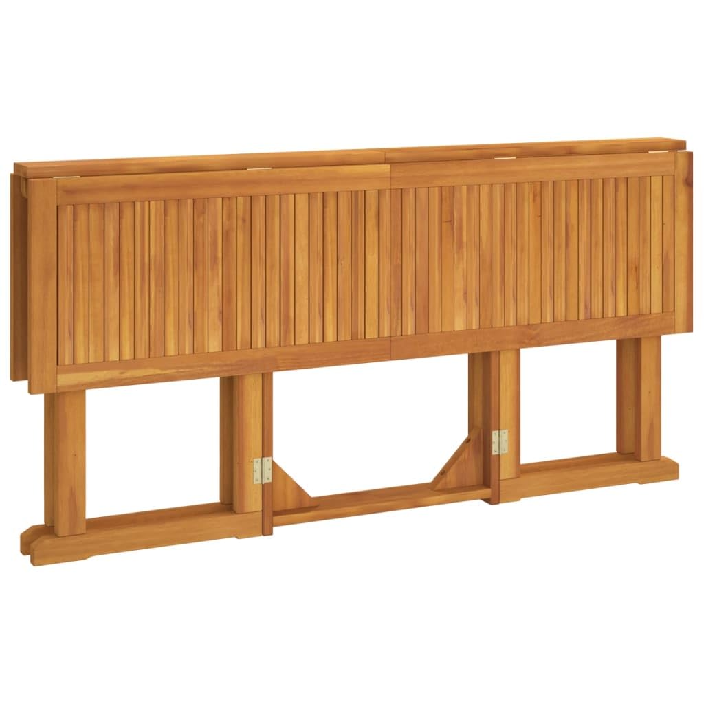 Składany stół ogrodowy z drewna tekowego, 150 x 90 cm, odporny na warunki atmosferyczne, składany, zajmuje mało miejsca, stabilny, na balkon, taras, kemping, piknik, idealny do jedzenia