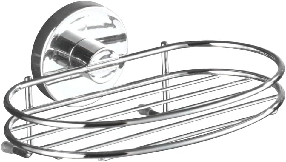 WENKO 20890100 Vacuum-Loc soap holder Milazzo - fixing without drilling, Metal - Steel, 17 x 7.5 x 12 cm, Chrome