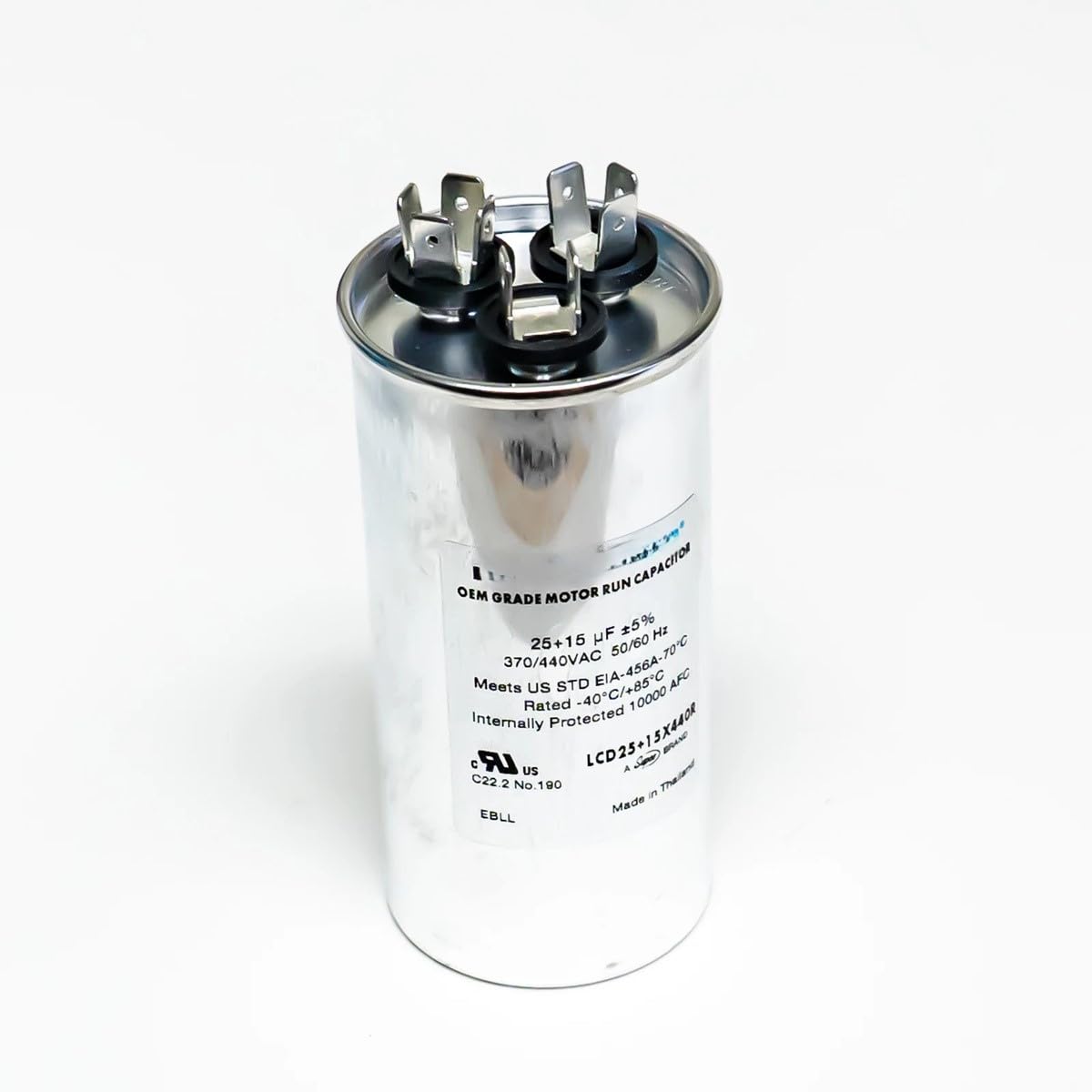 Replacement for Supco Capacitor Round Dual Run 25 + 15 uf mfd 370/440 Volts for HVAC Motors Compatible with Supco.