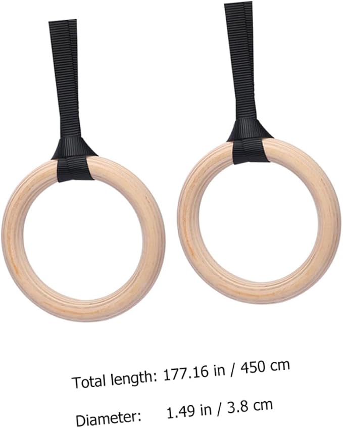 Anillas de gimnasia Kisangel de madera ajustables para entrenamiento miniatura 9