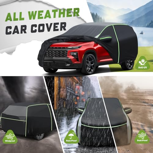 Image of Mixsuper Liner Car Cover for Chevy Traverse 2009-2017 & 2018-2026, 7 Layers Waterproof All Weather SUV Cover with Driver Side Zipper Door & Reflective Strips