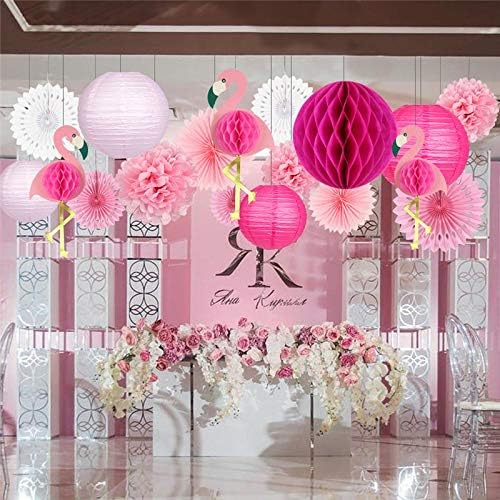 Party Decorations Tropical Pink Flamingo Party Honeycomb Decoration Tissue Paper Fan Flowers Paper Lanterns