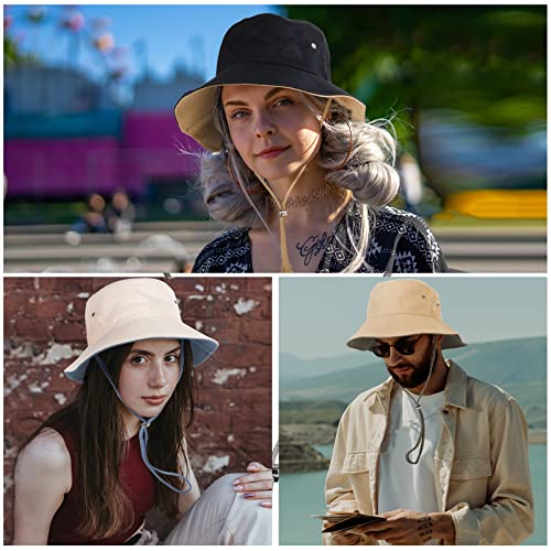 Image of HH HOFNEN Bucket Hats for Women Mens Summer Beach Sun Hat with Strings Fisherman Hats Packable Beach Hat for Travel