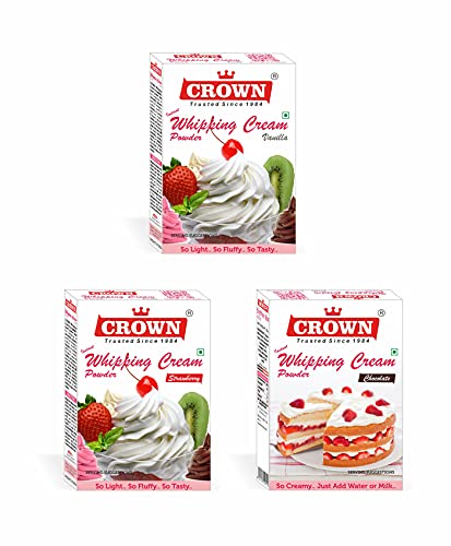 3% OFF on CROWN Whipping Cream Powder Premix 150g (Pack of 3 Flavors X 50g each- Vanilla, Chocolate & Strawberry) 3% OFF on CROWN Whipping Cream Powder Premix 150g (Pack of 3 Flavors X 50g each- Vanilla, Chocolate & Strawberry)