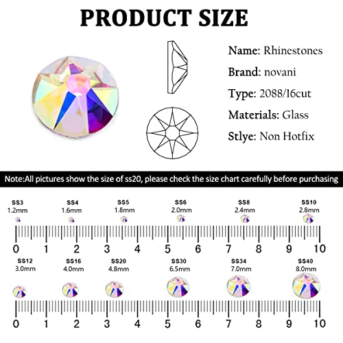 Image of Rhinestones 16 Cut Non Hotfix Flatback Rhinestones for Crafts Glass Nail rhinestones Nail Gems Crystals Rhinestones for Makeup Bags Shoes Decoration DIY(SS8,1440pcs,Crystal AB)