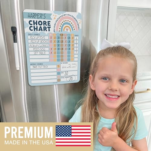 Image of Magnetic Chore Chart for Kids Dry Erase Reward Chart for Home and Classroom | Boho Classic Reusable Behavior Charts for Kids at Home and School, Weekly Magnet Responsibility Tracker for Teens and Adults