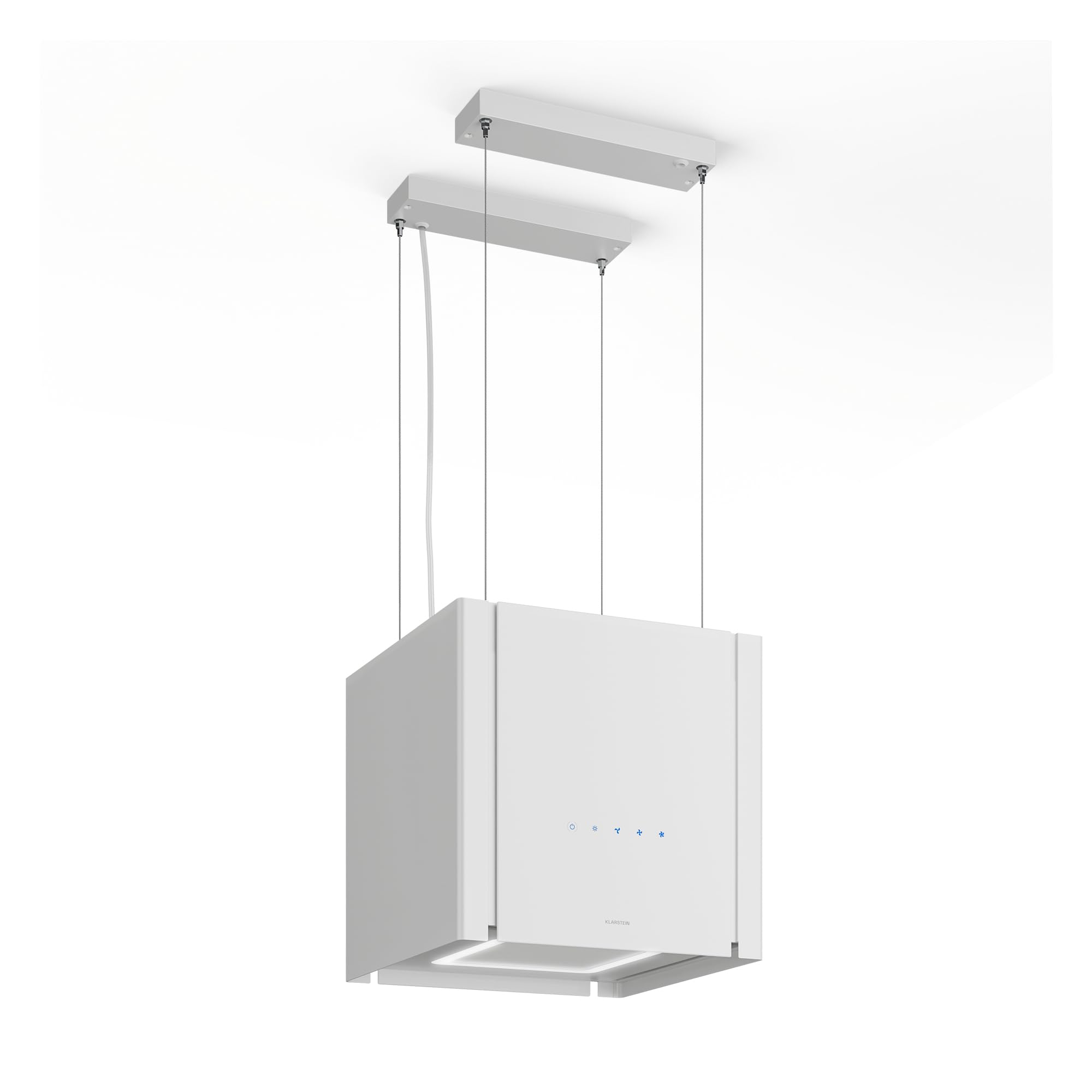 Klarstein Velaire Dunstabzugshaube Deckenhaube 40 cm A++ Energieklasse 601 m³/h Luftstrom Touch-Bedienung LED Liftfunktion Weiß