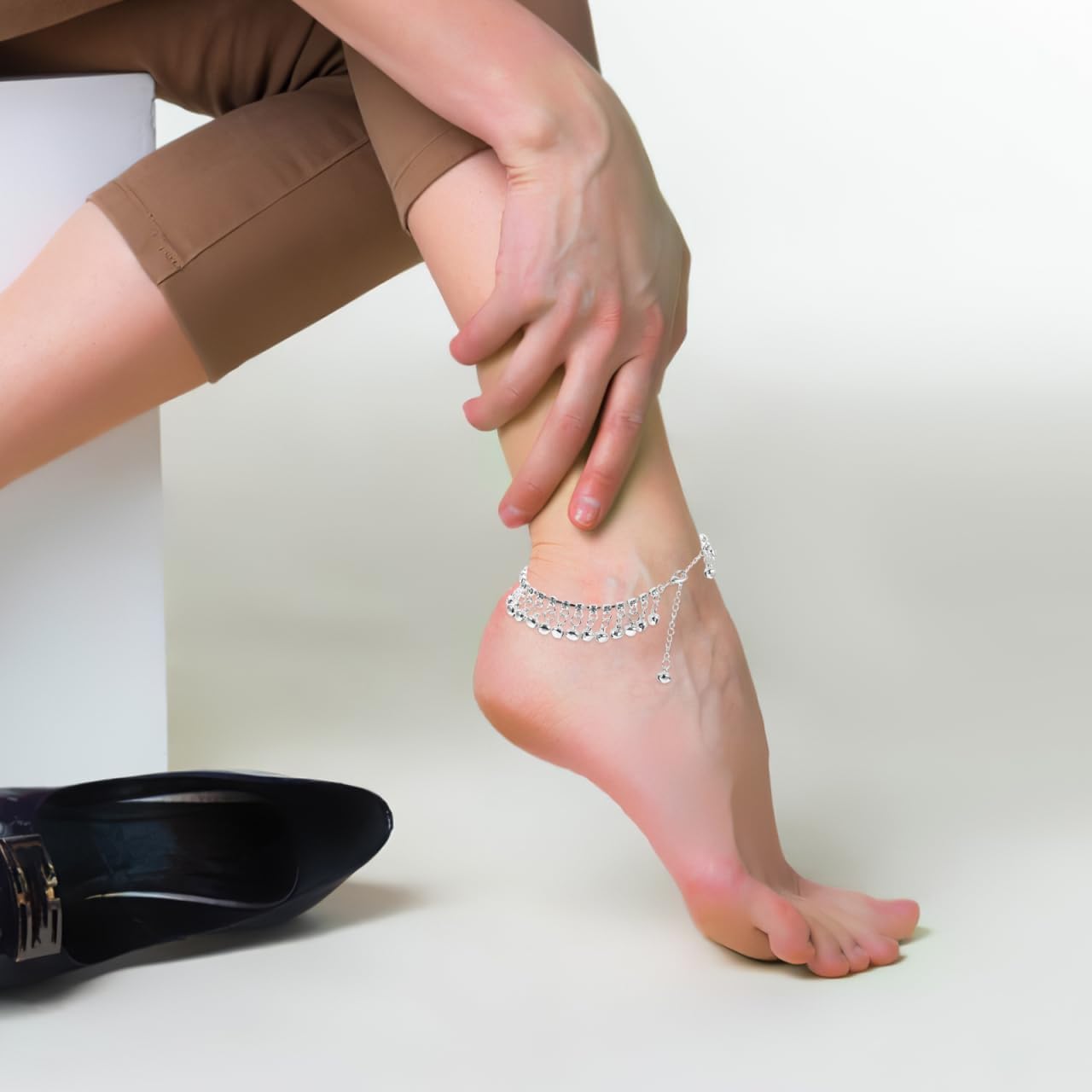 Boho Bell Anklet for Women Adjustable Vintage Style Tassel Ankle Chain Summer Beach Foot Jewelry with Charming Silver Bells - Image 7