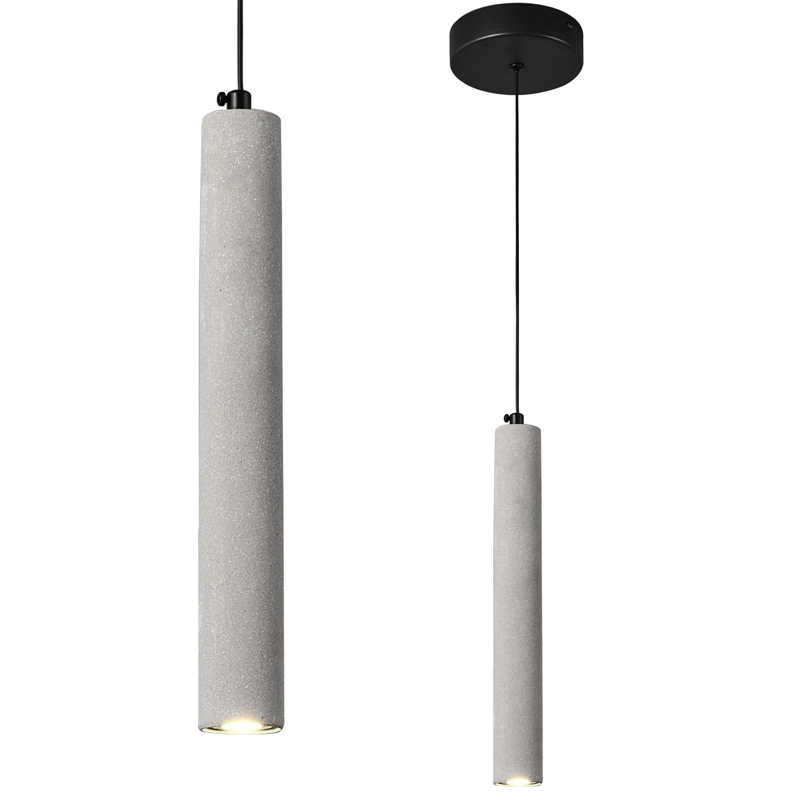 ADCTHOME Concrete Linear Pendant Light,Modern Industrial Hanging Cement ...