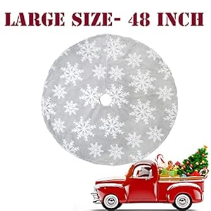 AISENO 48 Inch Faux Fur Christmas Tree Skirt White 3D Snowflake Decoration for Christmas Party GreyTree Skirt Xmas Decorations AISENO 48 Inch Faux Fur Christmas Tree Skirt White 3D Snowflake Decoration for Christmas Party GreyTree Skirt Xmas Decorations