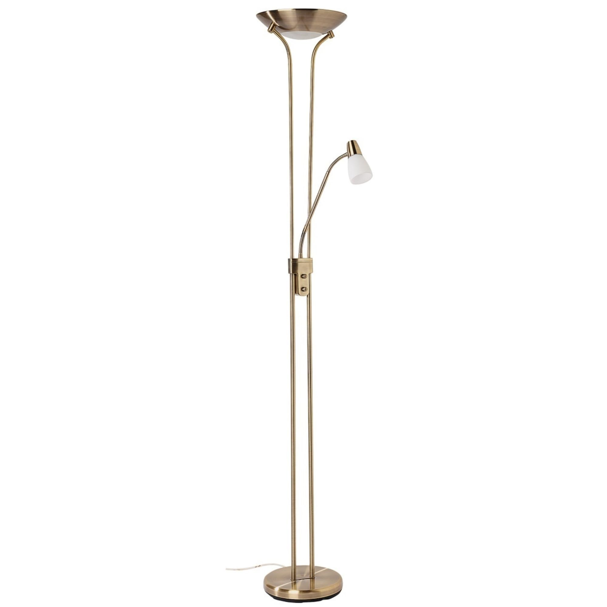 Floor Lamp Mother and Child Antique Brass Uplighter and Adjustable Reading Light