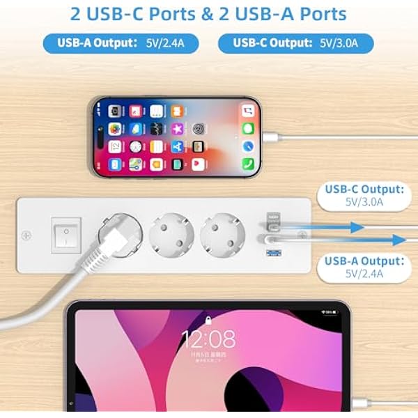 Встраиваемая розетка с USB C 3 встраиваемые розетки удлинитель с выключателем настольная розетка с кабелем 2 м для конференц-стола столешницы журнального столика белый