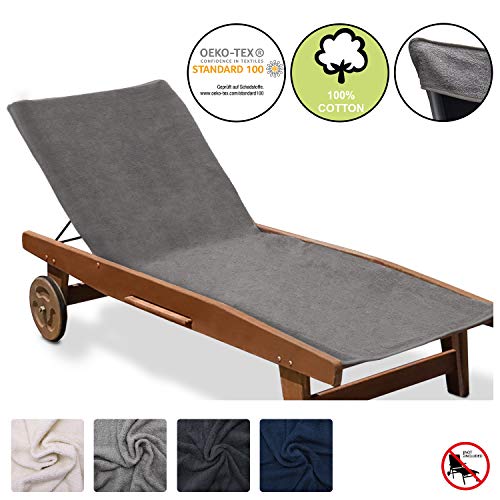 Beautissu XL Toalla para Tumbona Marbella, Playa, Piscina jardín 70x200cm Antideslizante Tejido Rizo Oeko-Tex - Gris