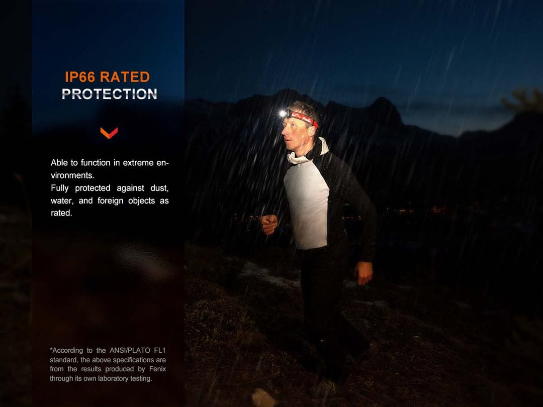 Fenix HL32R-T Blaue, leichte Stirnlampe für Trailrunning, Outdoor, Sport, 800 Lumen, 132 m, max. 150 Stunden, weiße Punkte und neutralweiße Flut-LEDs, Sport-Stirnbandsystem, IP66