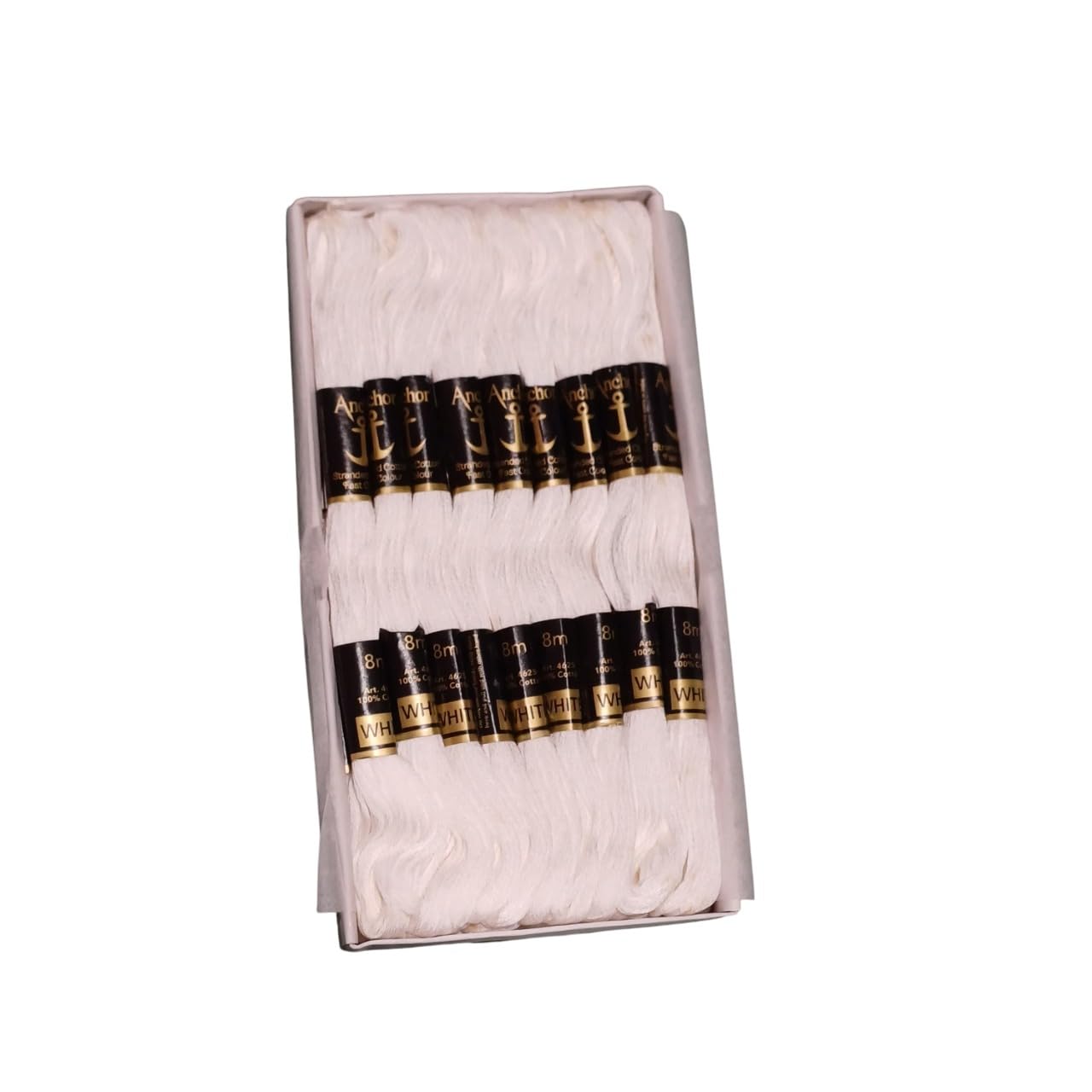 Anchor Cross Stich/Long Stich Embroidery Cotton Threads,Pack of 10, 8 Mt Each Skeins, Off-White(926)-picture-19