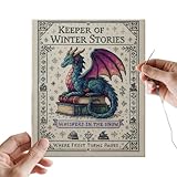 Stickerei-Bastelmuster – Nähset für Projekte | Leinenstoff mit Drachen-Design, klassisches...