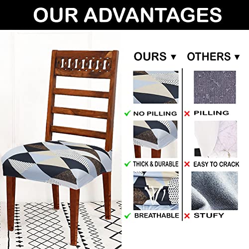 Image of Magical Universal Dining Chair seat Cover Set of 4 Seater pcs are Easily Washable Strechable and Comfortable for Dining Room Home Decor Slip Cover P.2 (Set of 8, Black Check)