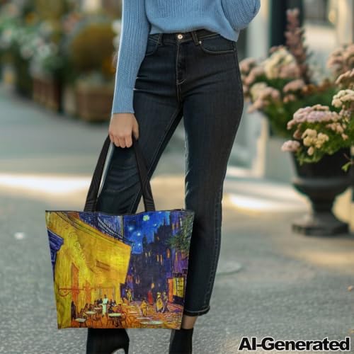 Image of Art Lover Zippered Tote Bag Waterproof Large Work Tote Bags, Artwork Women's Purse Handbags Travel Totes