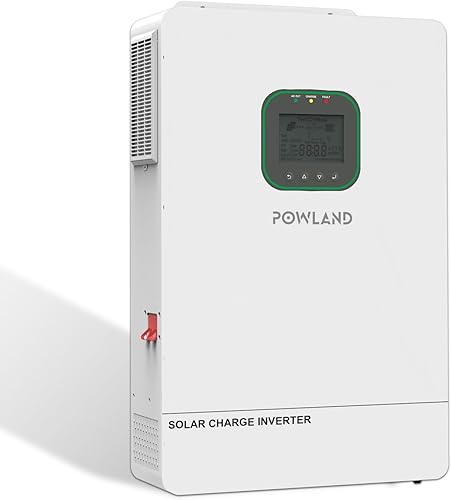 Miniatura 1 de POWLAND Cargador inversor híbrido solar de 5000 W, 48 V CC a 120 V-240 V CA, inversor de potencia de fase dividida, controlador de carga MPPT de 100