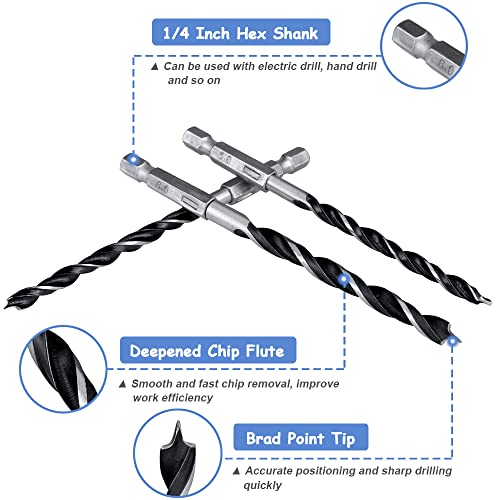 Mesee 10 Pieces HSS Brad Point Twist Drill Bits, 1/4 Inch Hex Shank Quick Change Twist Drill Bits Set for Woodworking Dowel Drilling - 4mm/ 5mm/ 6mm/ 8mm/ 10mm 3 Mesee 10 Pieces HSS Brad Point Twist Drill Bits, 1/4 Inch Hex Shank Quick Change Twist Drill Bits Set for Woodworking Dowel Drilling - 4mm/ 5mm/ 6mm/ 8mm/ 10mm - Image 3