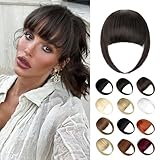 Wodelanle Bangs Hair Clip in Bangs, Fake Bangs Natrual Clip in Hair Extensions, Easy to Use Faux Bangs Clip on Bangs Brown, French Bangs Fringe with Temples Hairpieces Curved Bangs for Daily Wear